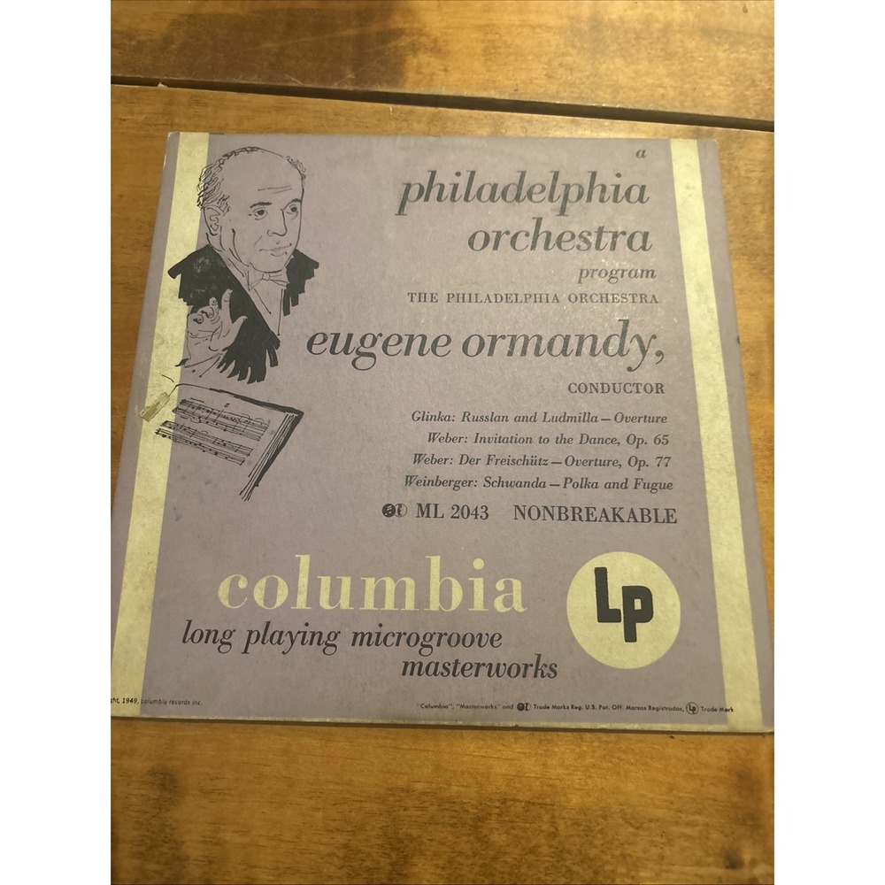 Philadelphia Orch.‎ Ormandy – Program 10" LP 1950 Columbia Masterworks Classical